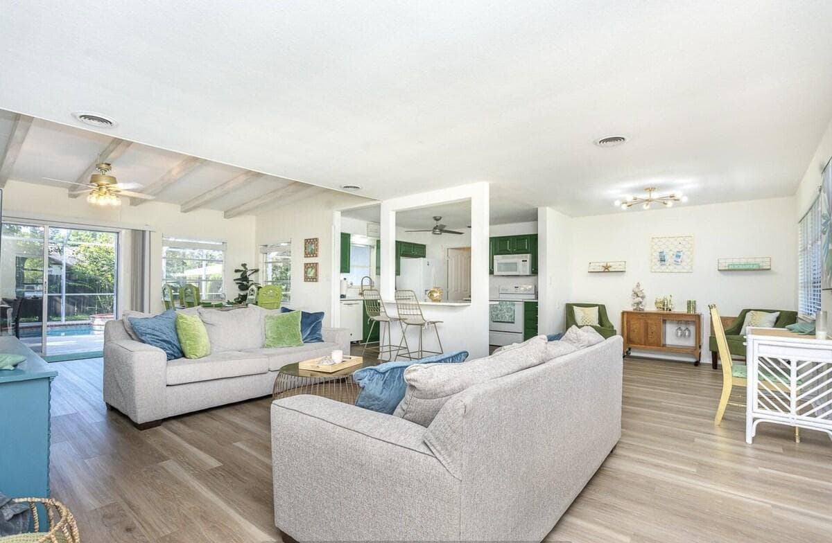 Open plan living area and work space